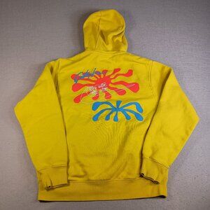 Nike Sportswear Club Men's M Yellow Fleece Festive Graphic Print Pockets Hoodie